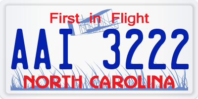 NC license plate AAI3222