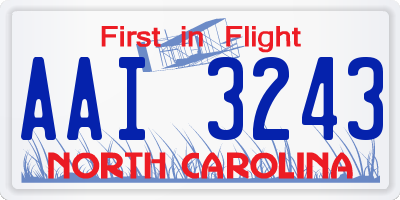 NC license plate AAI3243