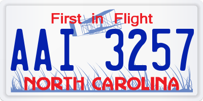 NC license plate AAI3257