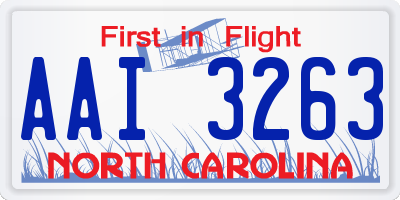 NC license plate AAI3263