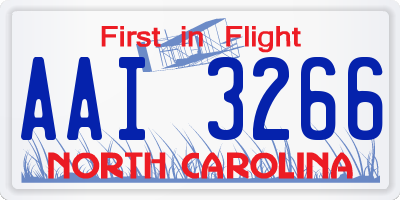 NC license plate AAI3266