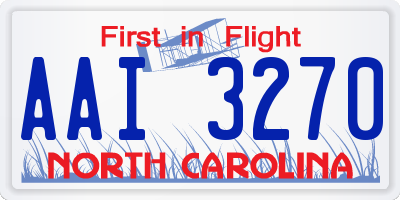 NC license plate AAI3270