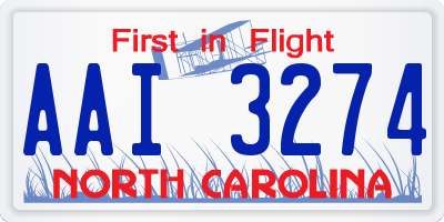 NC license plate AAI3274