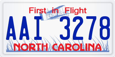 NC license plate AAI3278