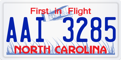 NC license plate AAI3285