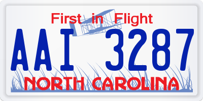 NC license plate AAI3287