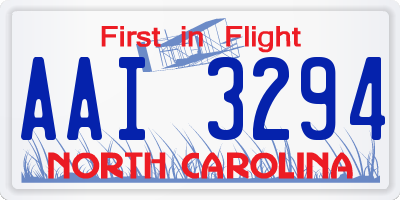NC license plate AAI3294