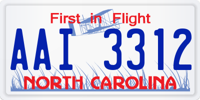 NC license plate AAI3312
