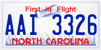 NC license plate AAI3326