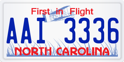 NC license plate AAI3336