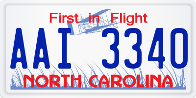 NC license plate AAI3340