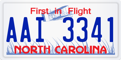 NC license plate AAI3341