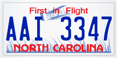 NC license plate AAI3347
