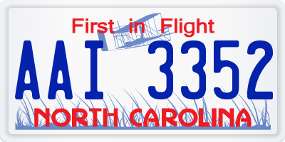 NC license plate AAI3352