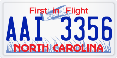 NC license plate AAI3356