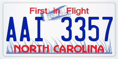 NC license plate AAI3357