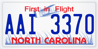 NC license plate AAI3370