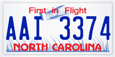 NC license plate AAI3374