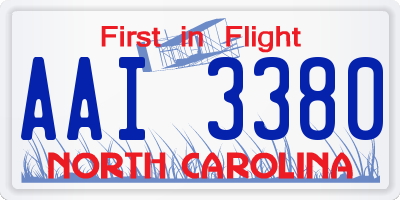 NC license plate AAI3380