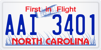 NC license plate AAI3401