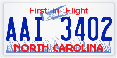 NC license plate AAI3402