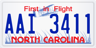NC license plate AAI3411