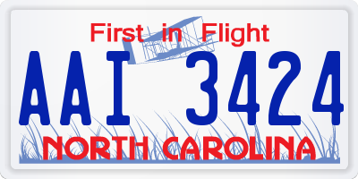 NC license plate AAI3424