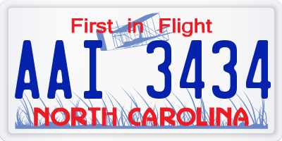 NC license plate AAI3434