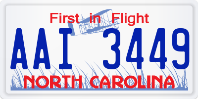 NC license plate AAI3449