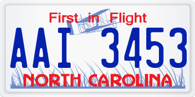 NC license plate AAI3453