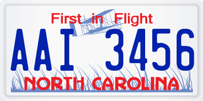 NC license plate AAI3456