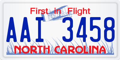 NC license plate AAI3458