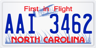 NC license plate AAI3462