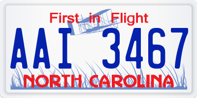 NC license plate AAI3467