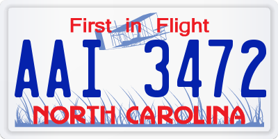 NC license plate AAI3472