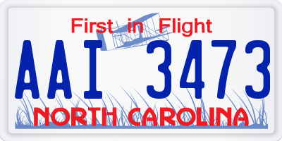 NC license plate AAI3473