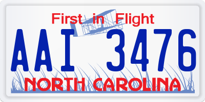 NC license plate AAI3476