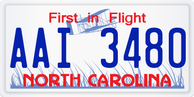 NC license plate AAI3480