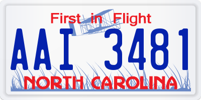 NC license plate AAI3481