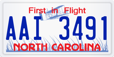 NC license plate AAI3491