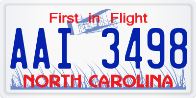 NC license plate AAI3498