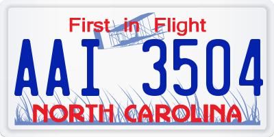 NC license plate AAI3504