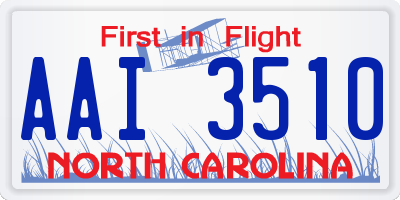 NC license plate AAI3510