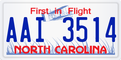 NC license plate AAI3514