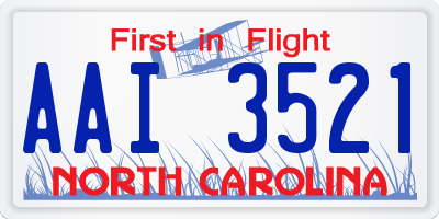 NC license plate AAI3521