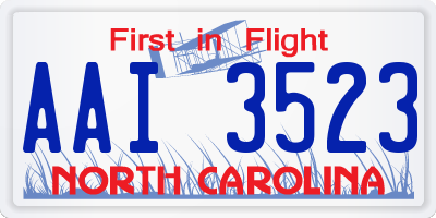 NC license plate AAI3523