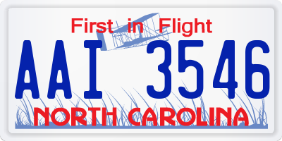 NC license plate AAI3546