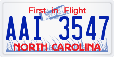 NC license plate AAI3547