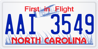 NC license plate AAI3549
