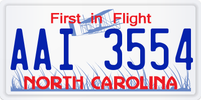 NC license plate AAI3554